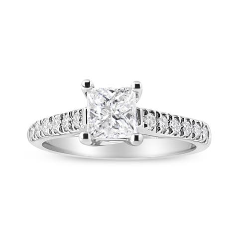 14K Gold 1 1/5 Cttw 4-Princess Diamond Classic Engagement Ring