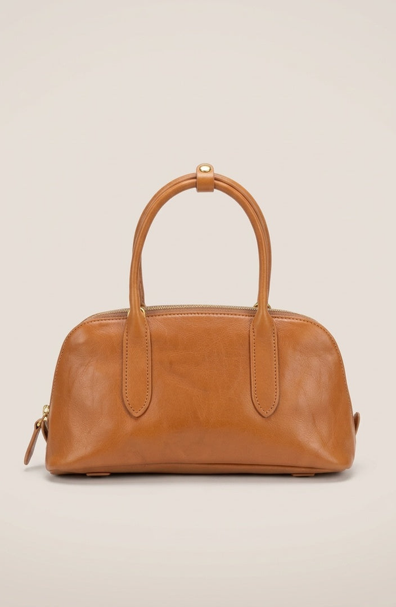 Modenaire Top Handle Leather Bag, Alternate, color, Cognac Brown