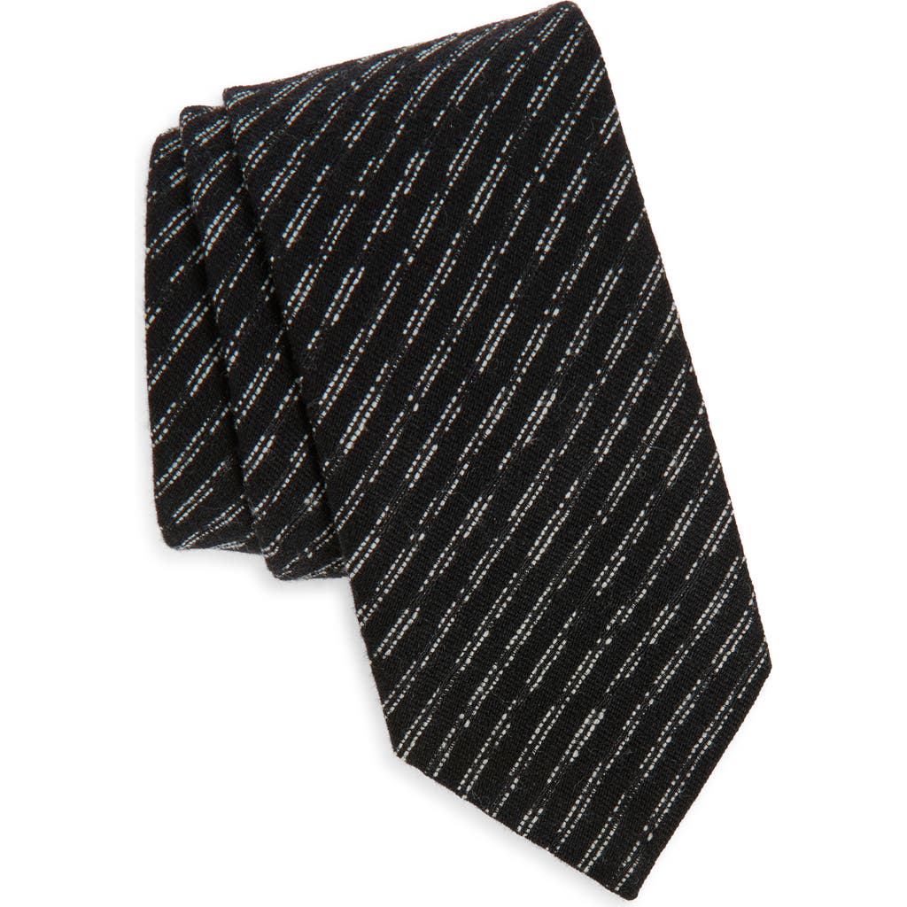 Hugo Boss Boss Textured Stripe Wool Tie In Black