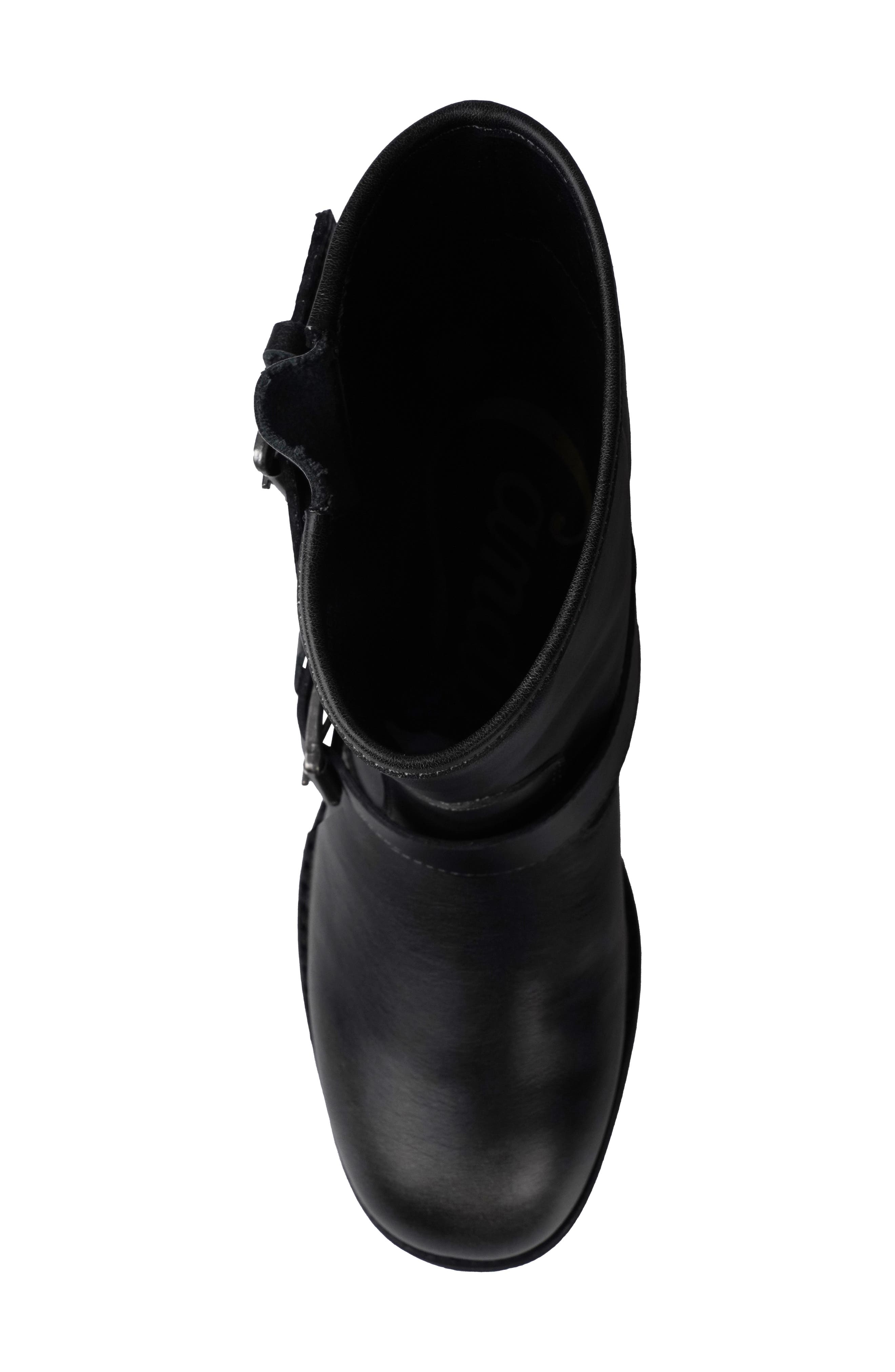 Candie
s Rissa Lug Sole Moto Bootie, Alternate, color, Black Leather