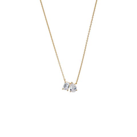 Lab Grown Diamond Emerald X Pear Necklace