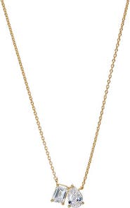 BY ADINA EDEN Lab Grown Diamond Emerald X Pear Necklace
