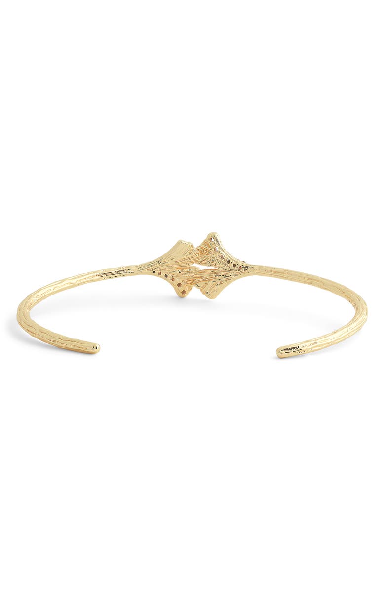 Anabel Aram Jewelry Gingko Leaves Cubic Zirconia Cuff Bracelet, Alternate, color, Gold