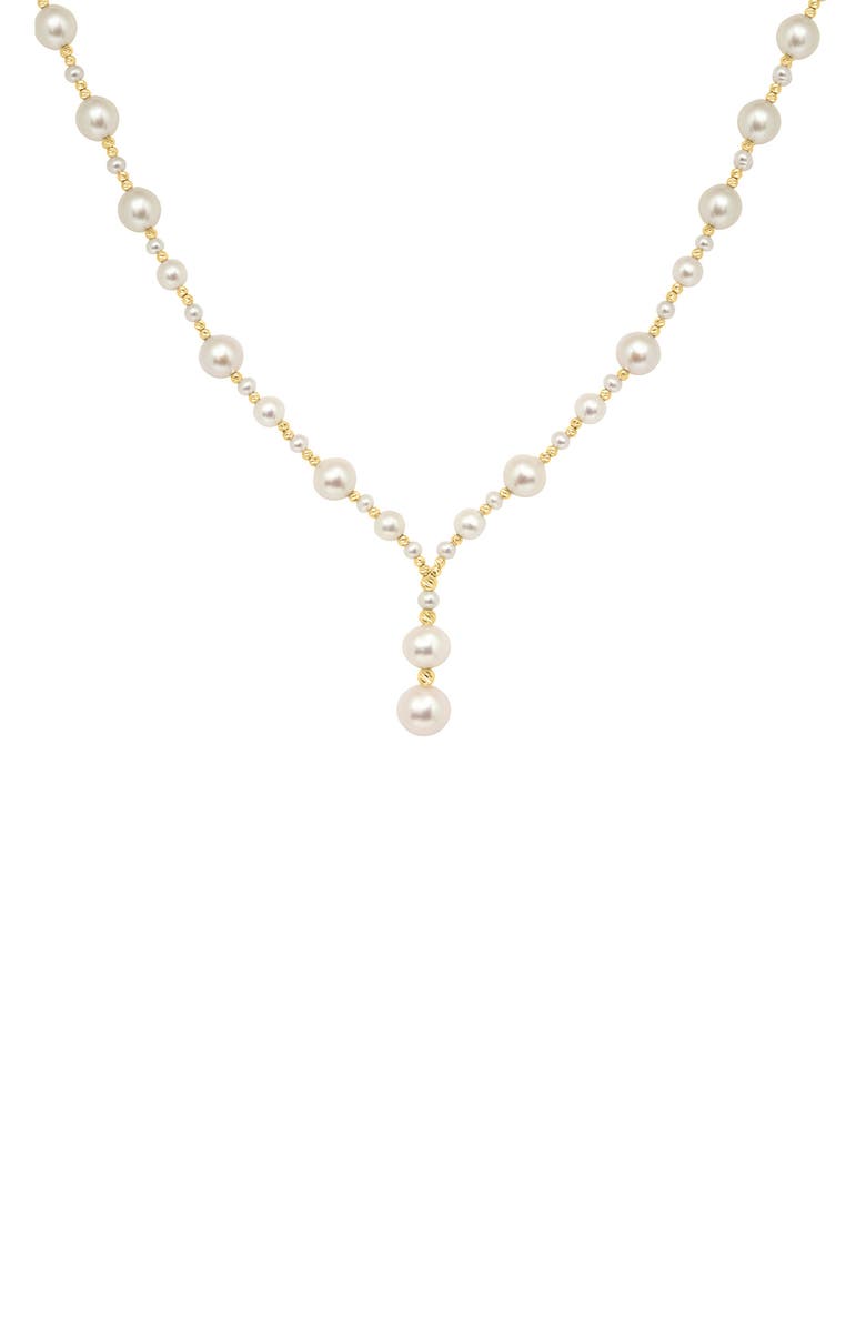 EFFY 14K Gold 3-5mm Freshwater Pearl Station Necklace, Main, color, White