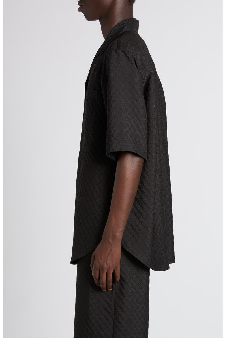 Skull Jacquard Satin Camp Shirt, Alternate, color, BLACK/ BLACK