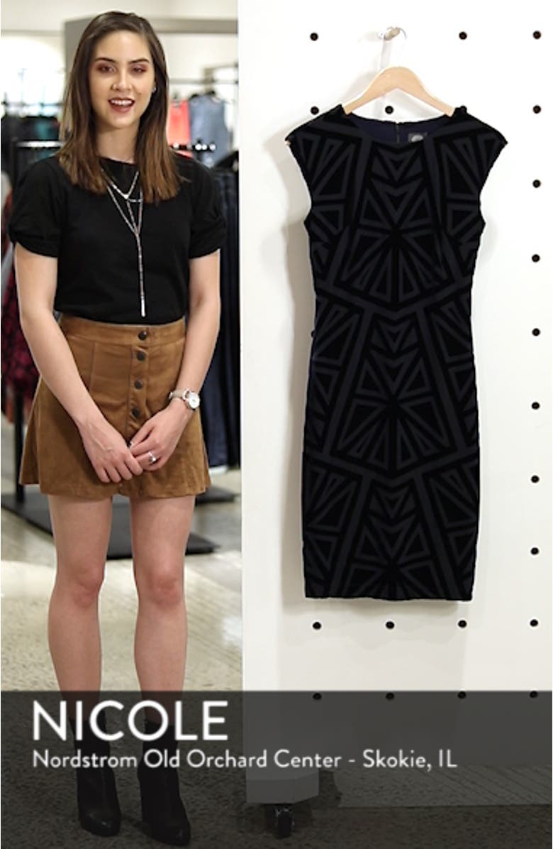 Velvet Jacquard Sheath Dress, sales video thumbnail