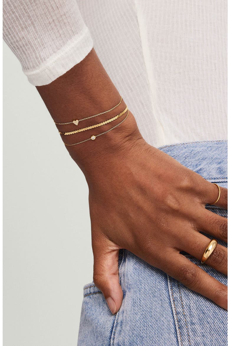 Mini Heart Pavé Diamond Bracelet, Alternate, color, Yellow Gold