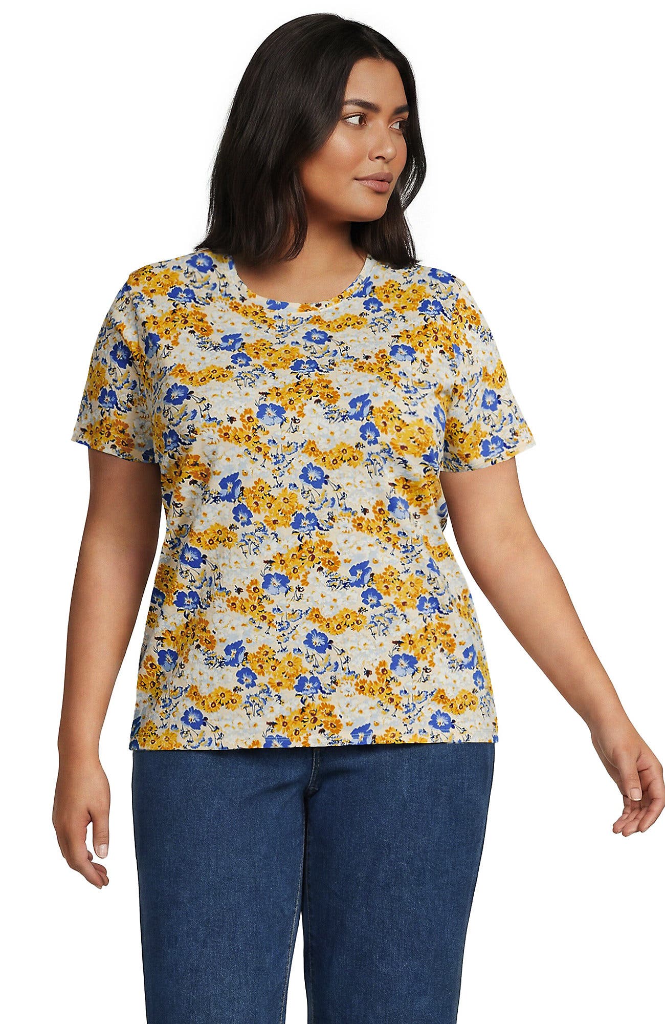 Soft Citrus/Blue Flower Patch
