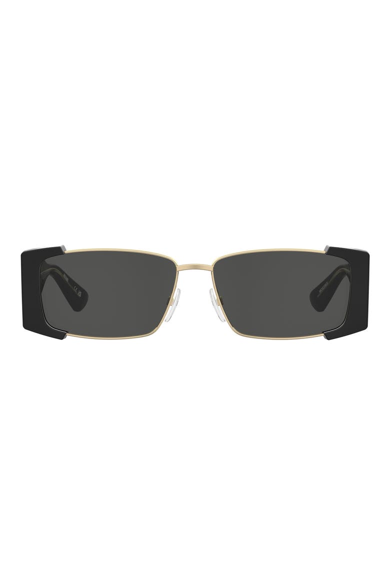 57mm Rectangular Sunglasses, Main, color, BLACK GOLD/ GREY