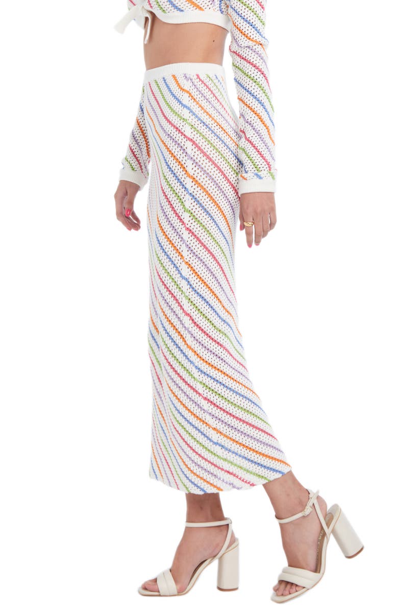 Capittana Bruna Stripe Crochet Cover-Up Skirt, Alternate, color, 
