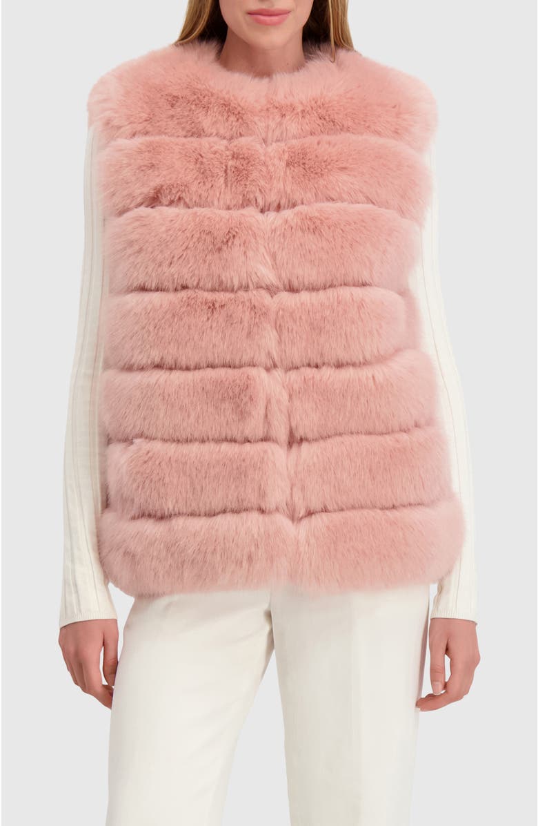 Lyla Grant Fur-Free Fox (Faux Fur) Horizontal Vest, Alternate, color, Pink