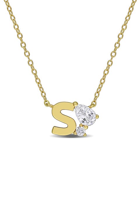 Initial Lab Created White Sapphire Pendant Necklace