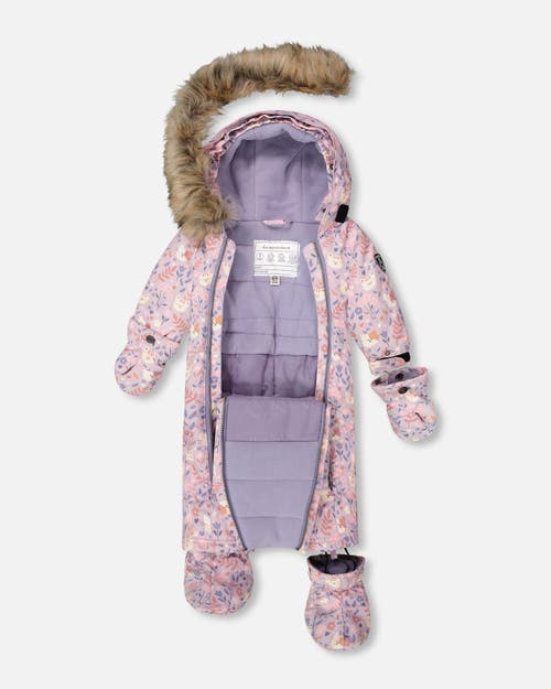 Deux Par Deux One-piece Play Snowsuit Designed For Car Seat Cat In Pink