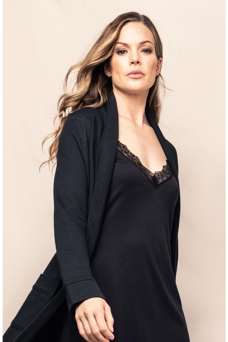 Ophelia Pima Cotton Jacquard Robe, Alternate, color, BLACK