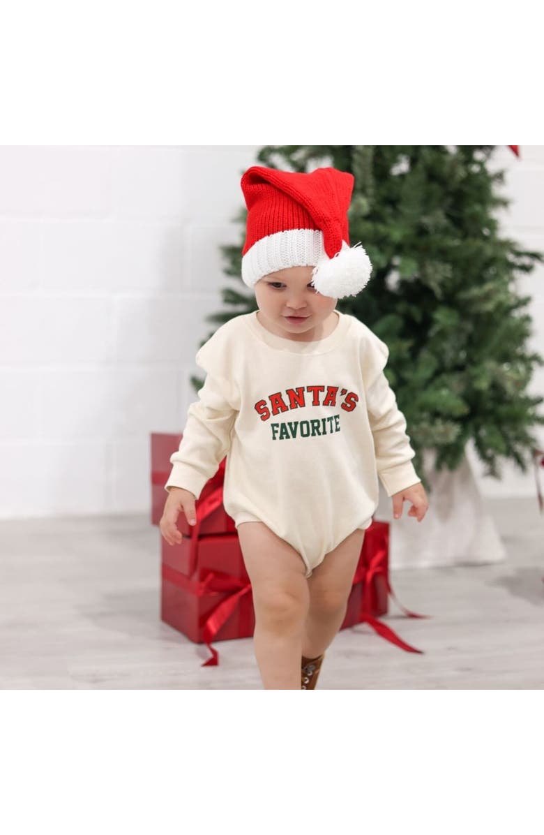 Sweet Wink Santa's Favorite Christmas Long Sleeve Romper, Alternate, color, Natural