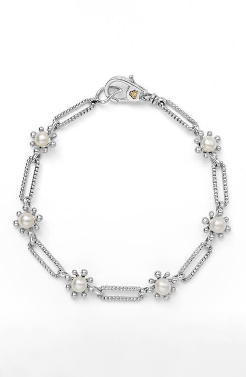Lagos Luna Fleur Freshwater Pearl Station Bracelet In Silver