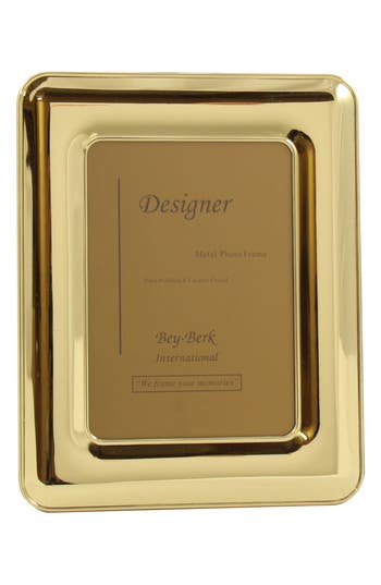 Bey-berk Polished Picture Frame In Gold