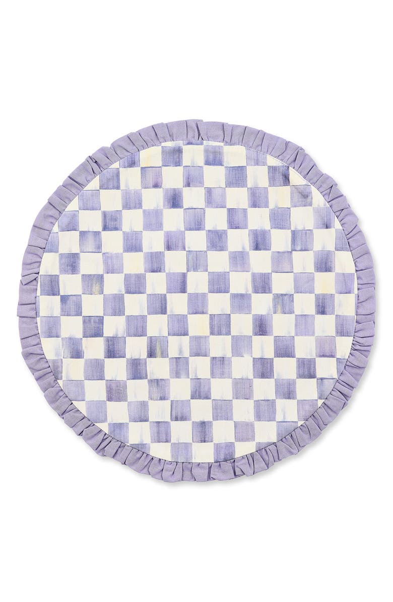 MACKENZIE CHILDS Violet Check Set of 4 Round Placemats, Main, color, Violet