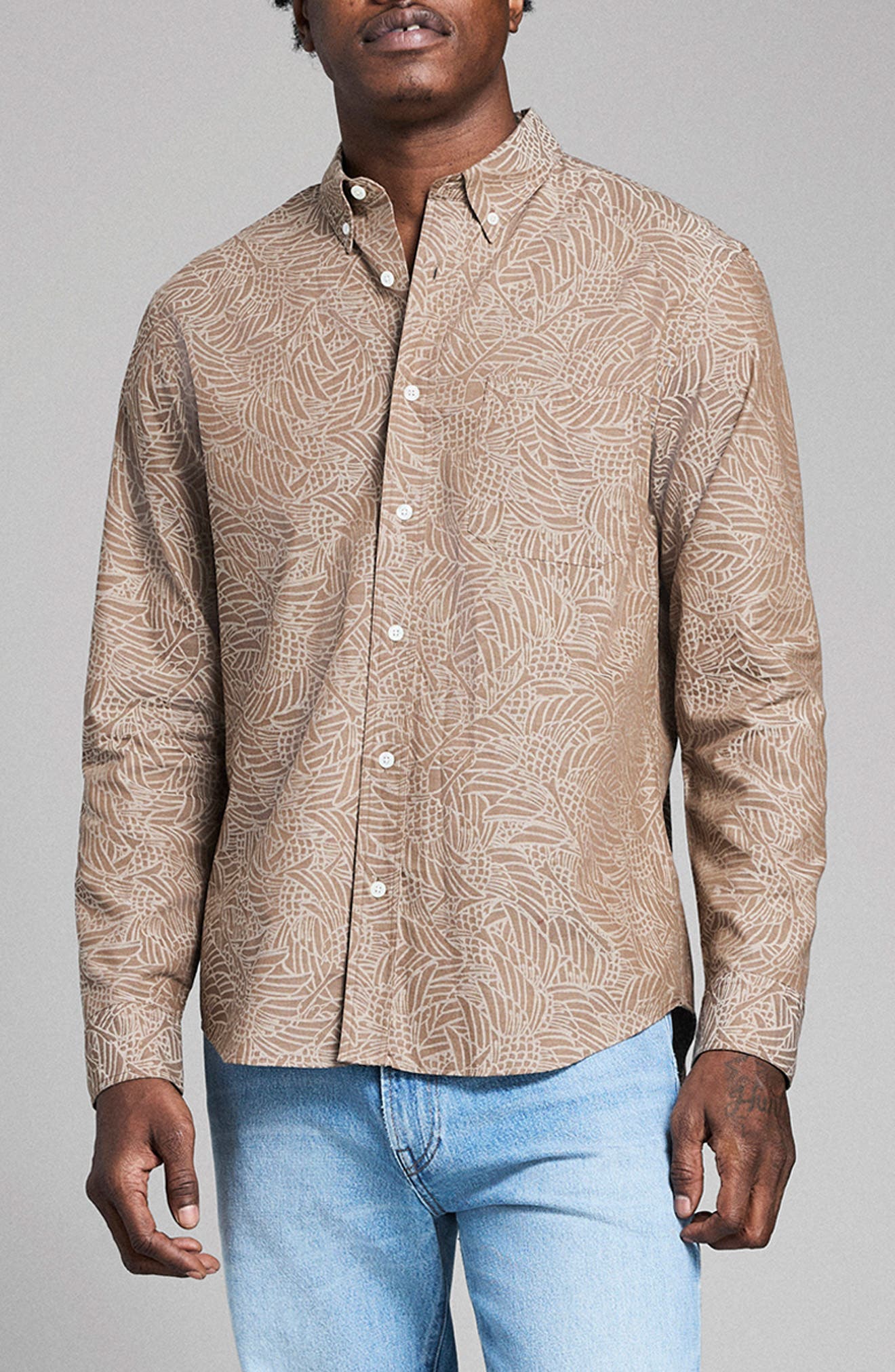 Mélange Heron Swarm Button-Down Shirt