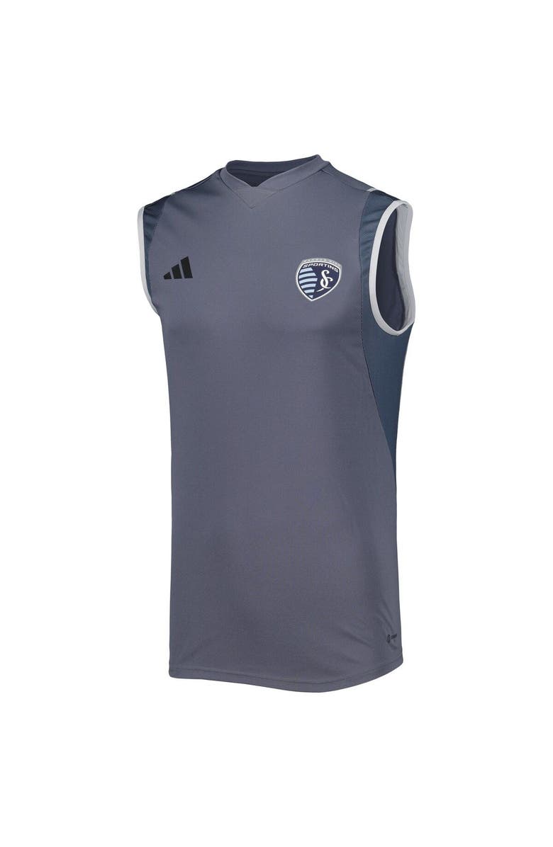 adidas Men's adidas Gray Sporting Kansas City 2023 On-Field Sleeveless Training Jersey, Alternate, color, Gray