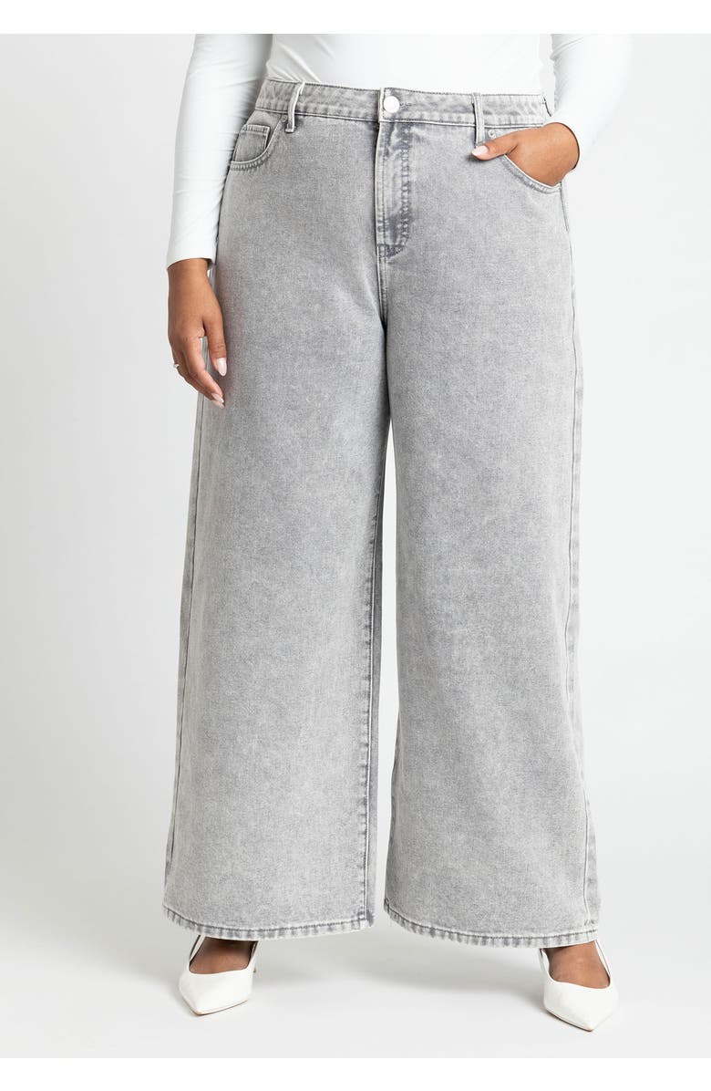 ELOQUII The Yvette Rigid Wide Leg Jean, Alternate, color, Grey