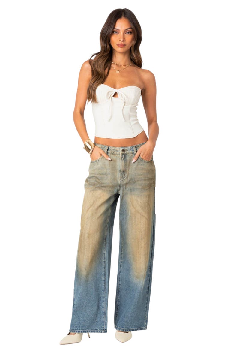 Muddy Wash Wide Leg Jeans, Alternate, color, BLUE-WASHED