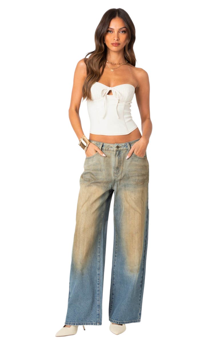 EDIKTED Muddy Wash Wide Leg Jeans, Alternate, color, Blue-Washed