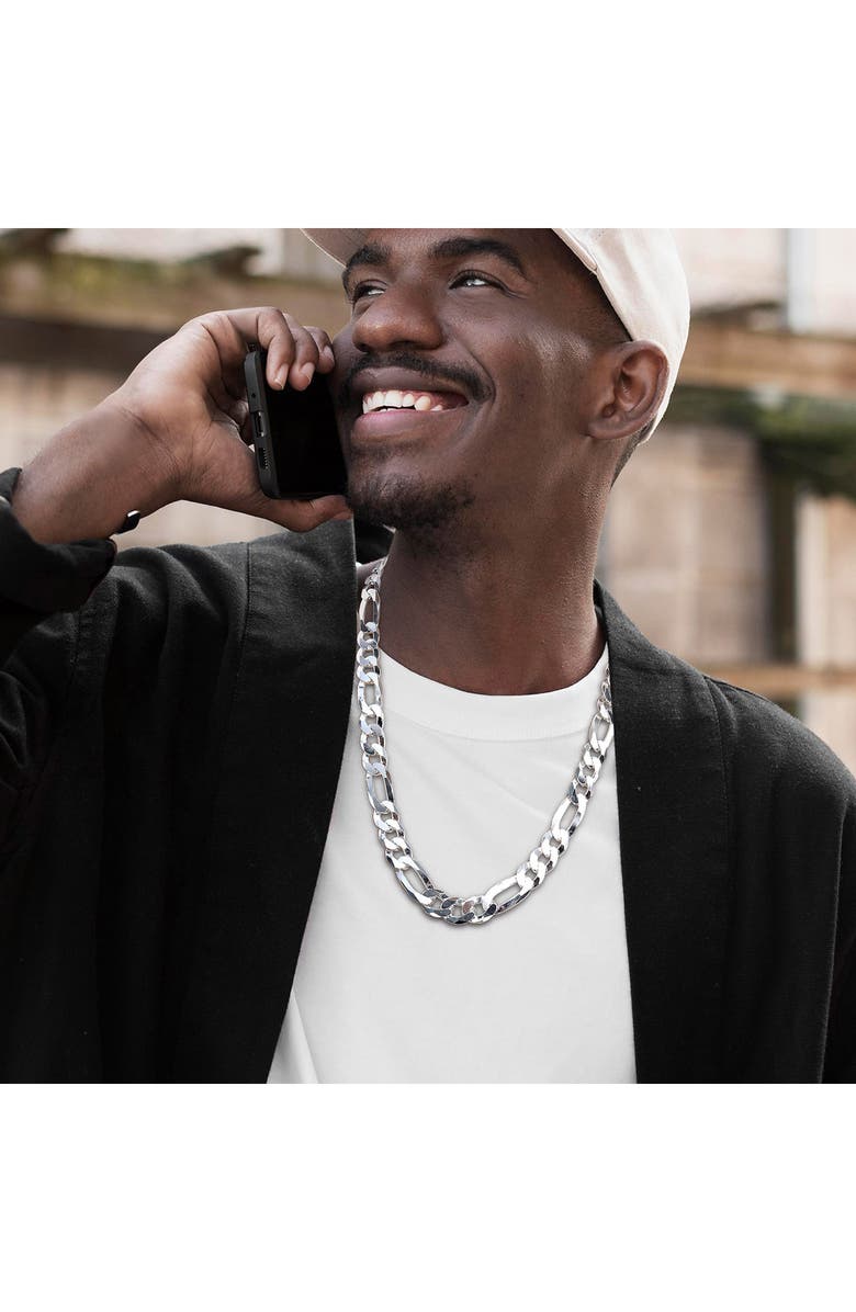 DELMAR Men's Figaro Chain Necklace, Alternate, color, Silver