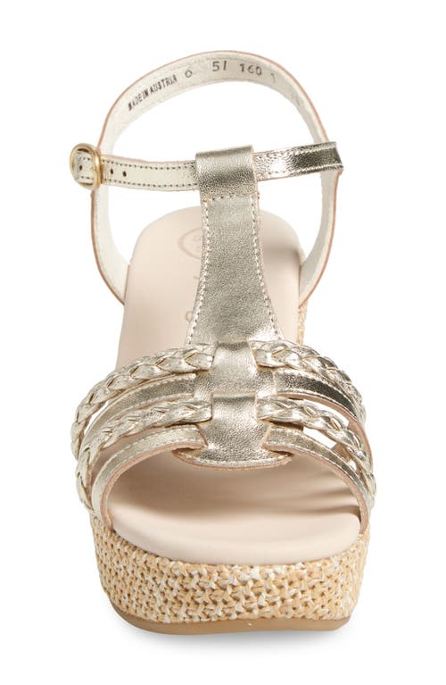 Paul Green Ava Wedge Sandal In Platino Metallic Nappa