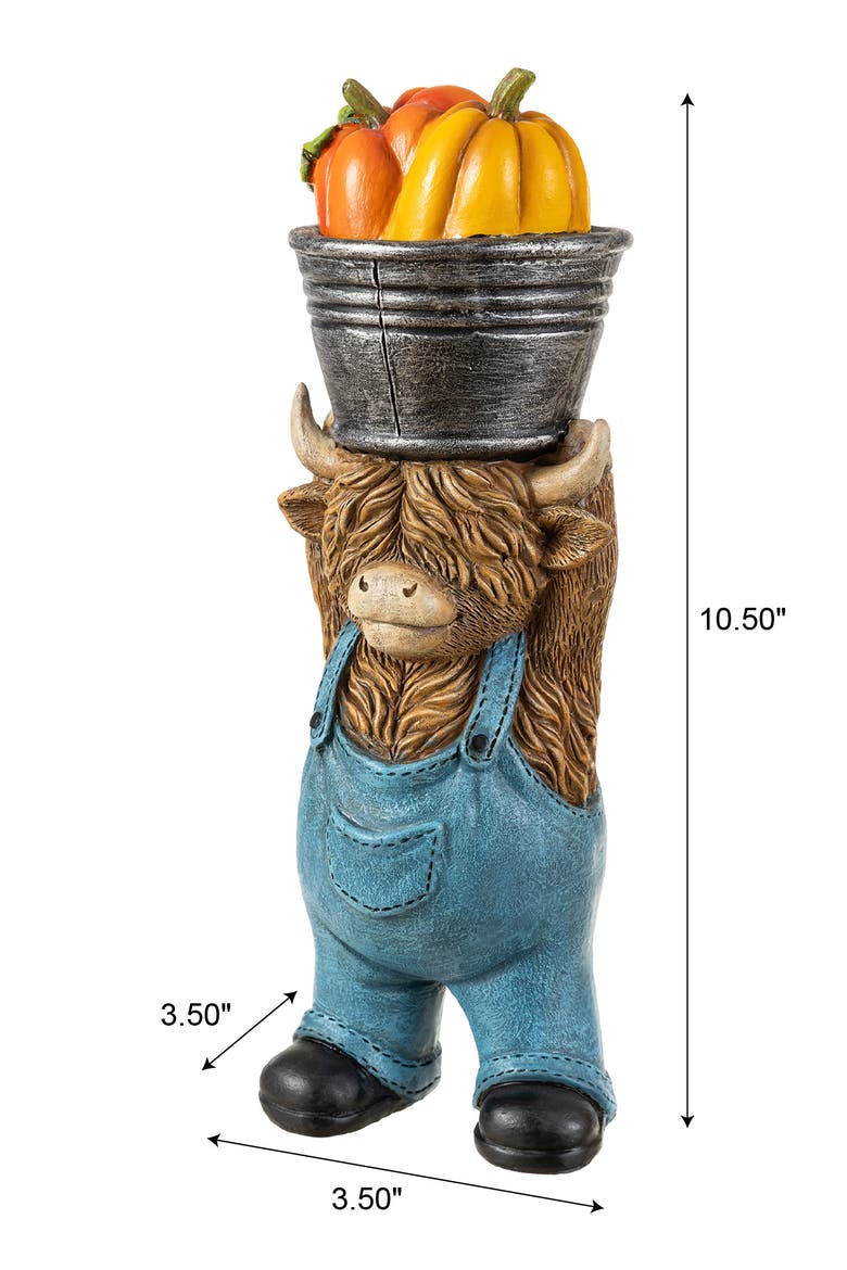 10.5"H Fall Resin Highland Cow Table Decor, Alternate, color, Brown
