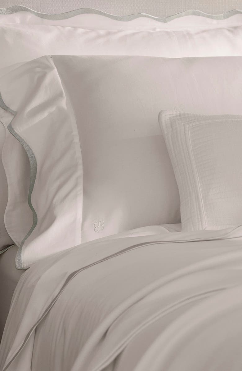 Boll & Branch Signature Curved Edge Set of 2 Organic Cotton Pillowcases, Alternate, color, White/ Mist