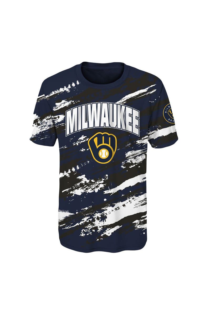 Outerstuff Youth Navy Milwaukee Brewers Stealing Home T-Shirt, Alternate, color, 