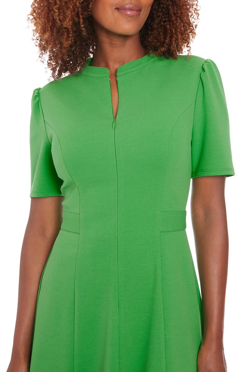 London Times Front Zip Short Sleeve Fit & Flare Dress, Alternate, color,