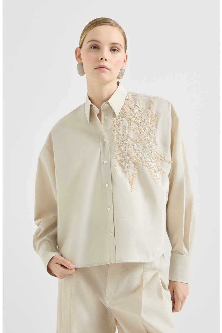Shirt with dazzling seabed embroidery, Main, color, Panama