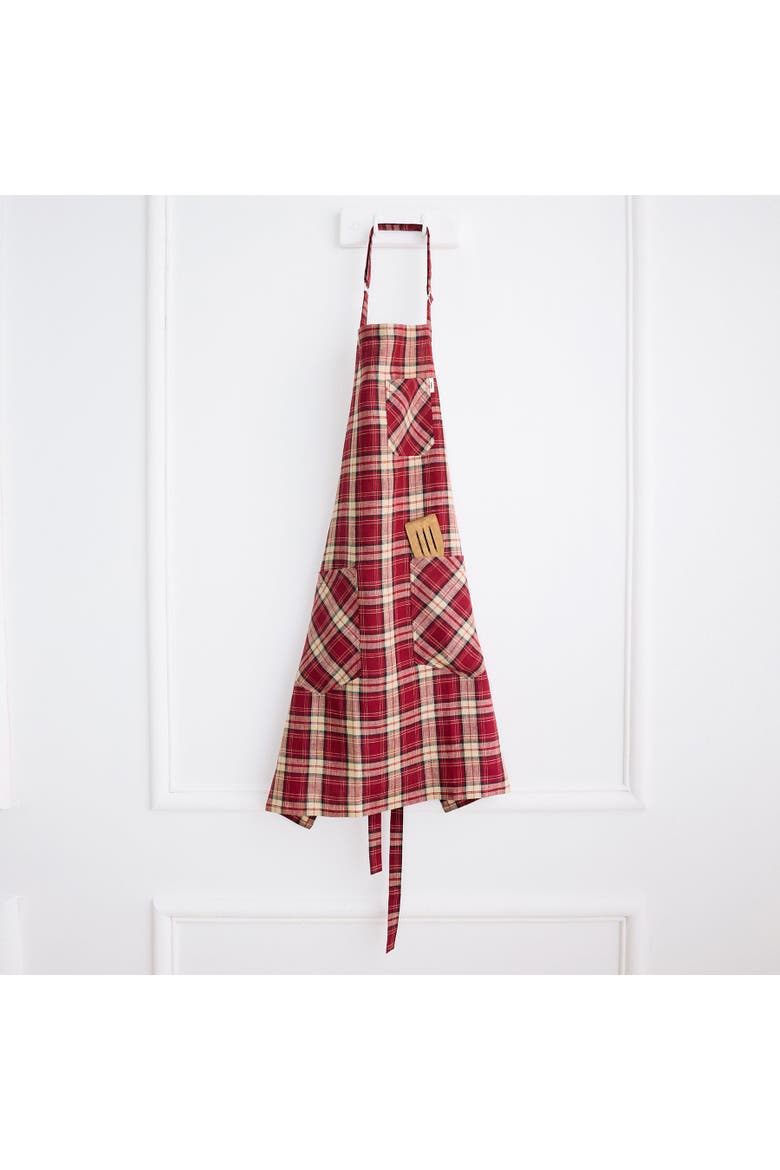 Linen Bib Apron for Men & Women with Front Pockets, 33 x 30 Inches, Alternate, color, Burgundy