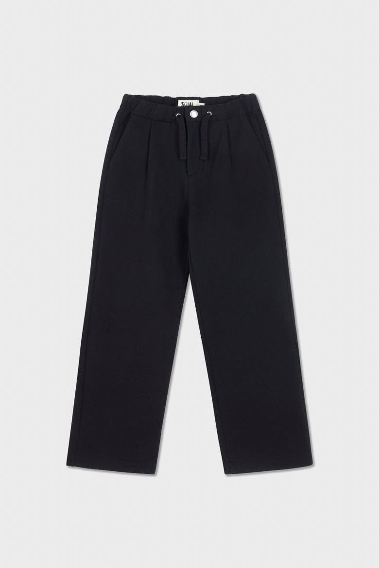 Organic Cotton Recycled Polyester Pleated Pant, Main, color, Black