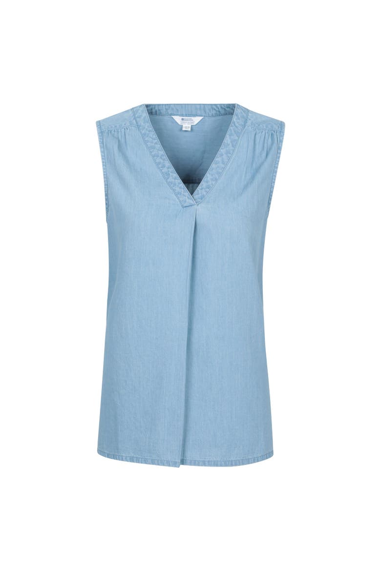 Tuscany Chambray Sleeveless Shirt, Main, color, Light Blue