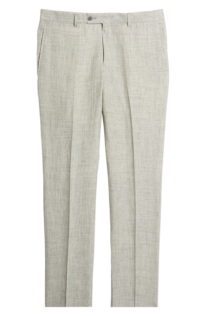 NORDSTROM MEN'S SHOP Flat Front Mélange Linen Trousers, Alternate, color,