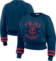 WEAR by Erin Andrews Women's WEAR by Erin Andrews Navy Minnesota Twins Vintage Washed Cropped Pullover Sweatshirt