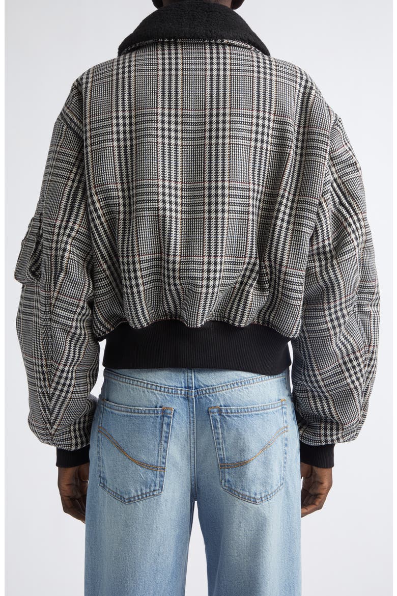 Plush Trim Plaid Bomber Jacket, Alternate, color, MULTICOLOR GREY