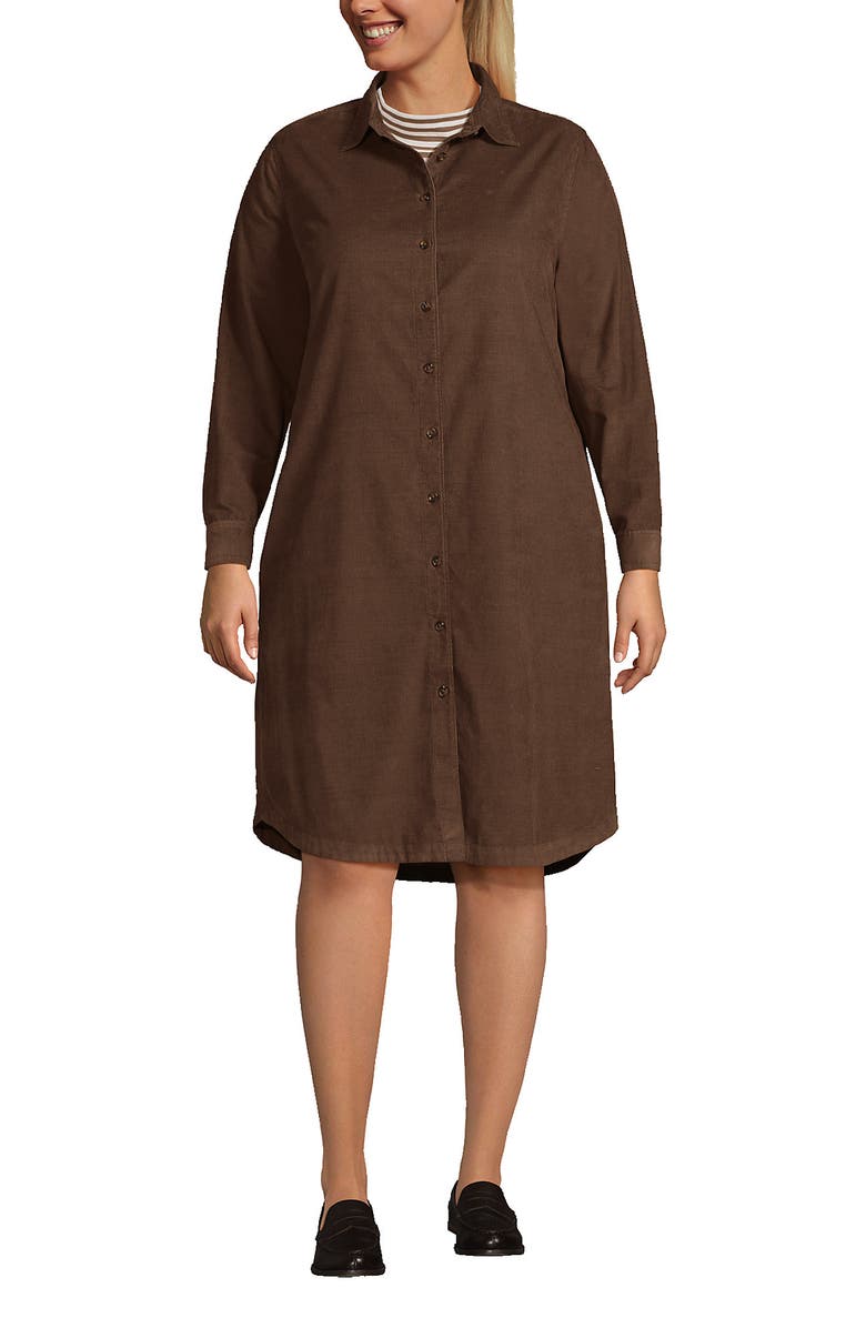 Lands' End Plus Size Pinwale Cord Button Front Dress, Alternate, color, 