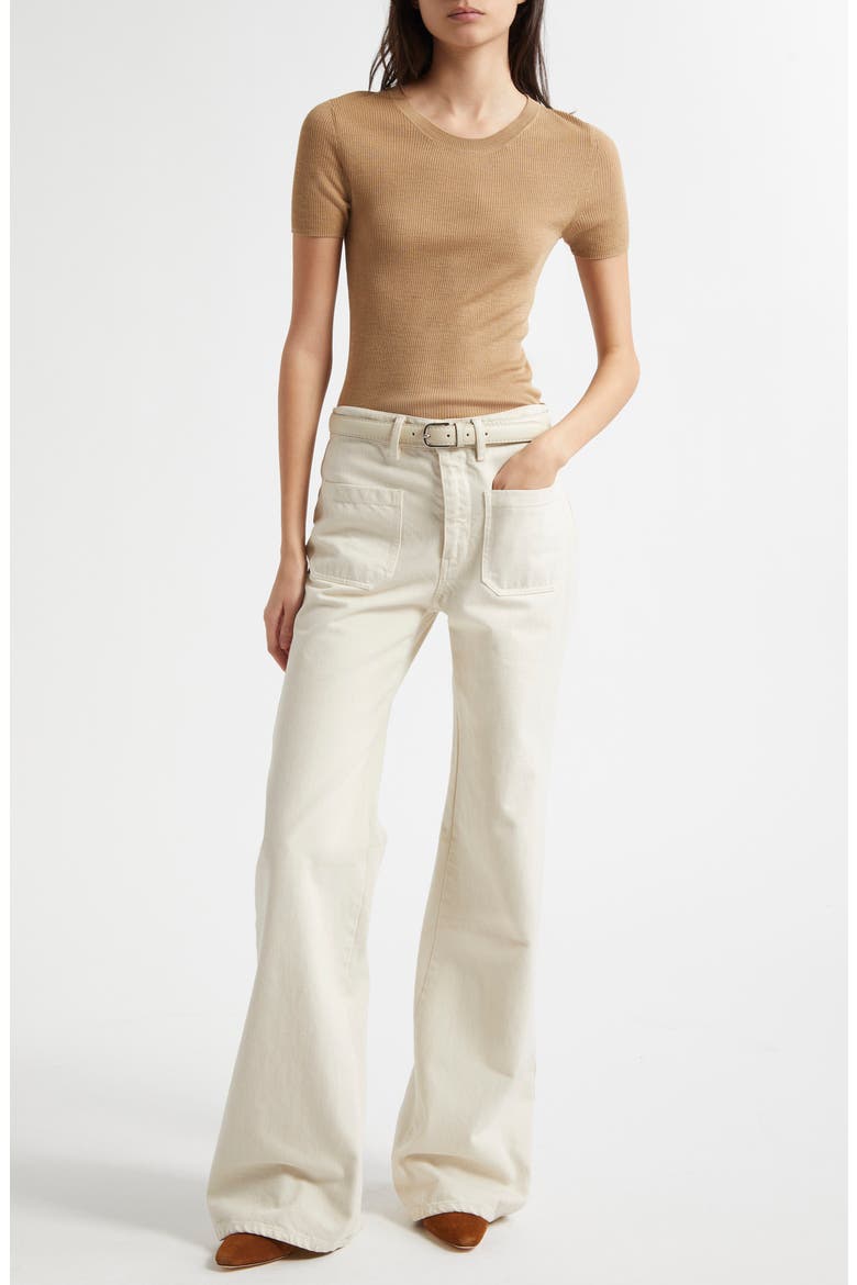 Hettie Rib Silk Sweater, Alternate, color, CAMEL