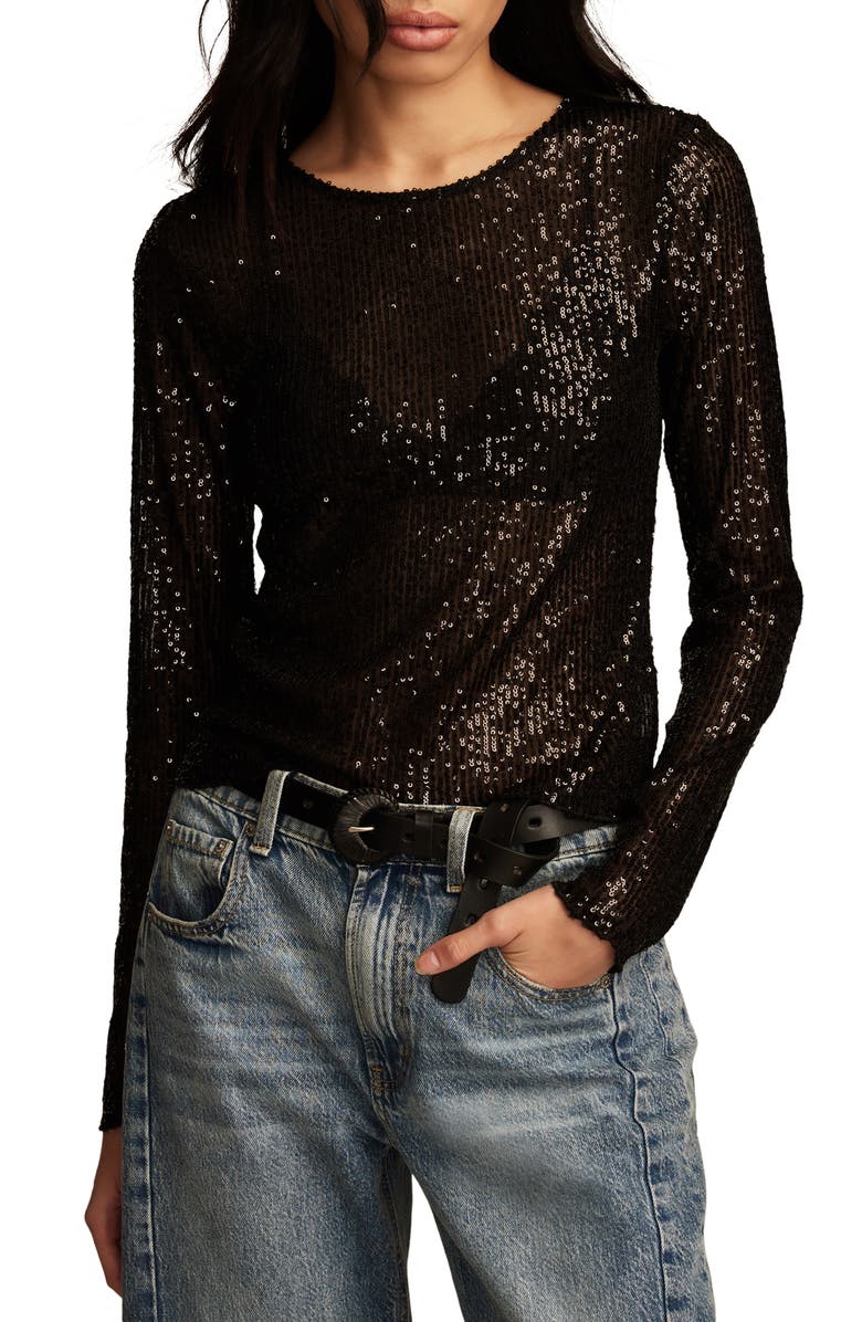Lucky Brand Sequin Long Sleeve Layering Top, Main, color,