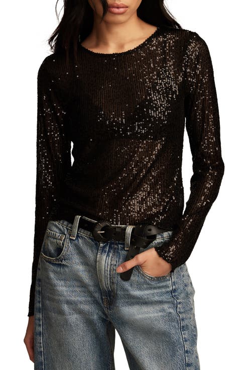 Sequin Long Sleeve Layering Top