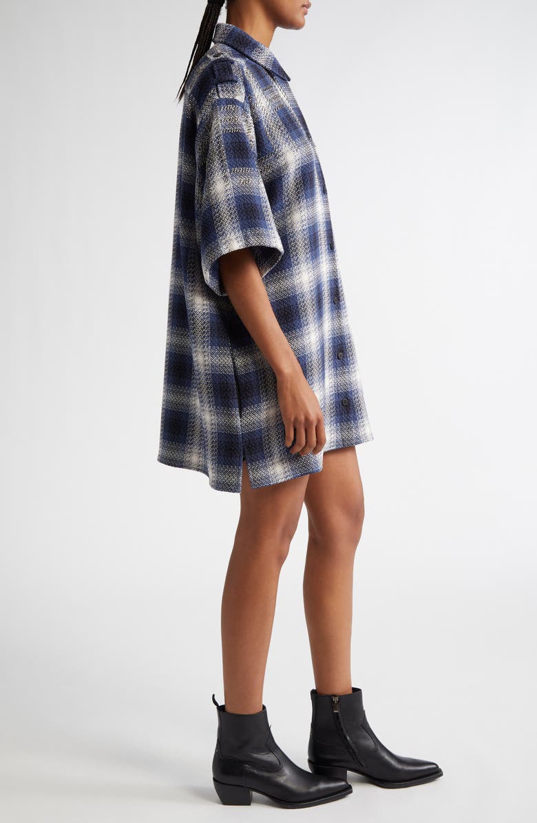 Golden Goose Embroidered Plaid Oversize Short Sleeve Button-Up Shirt, Alternate, color,