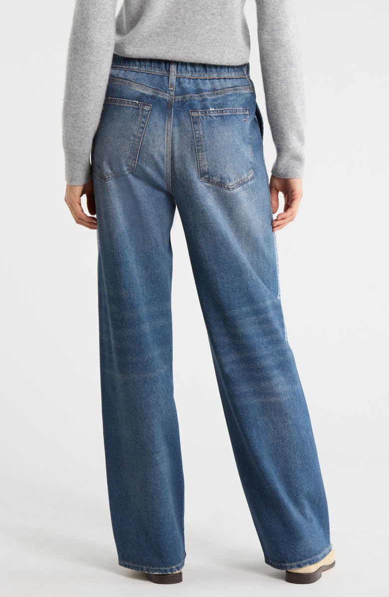 rag 
bone Miramar Side Stripe High Waist Wide Leg Cotton Terry Sweatpant Track Pants, Alternate, color, Carnation Stripe