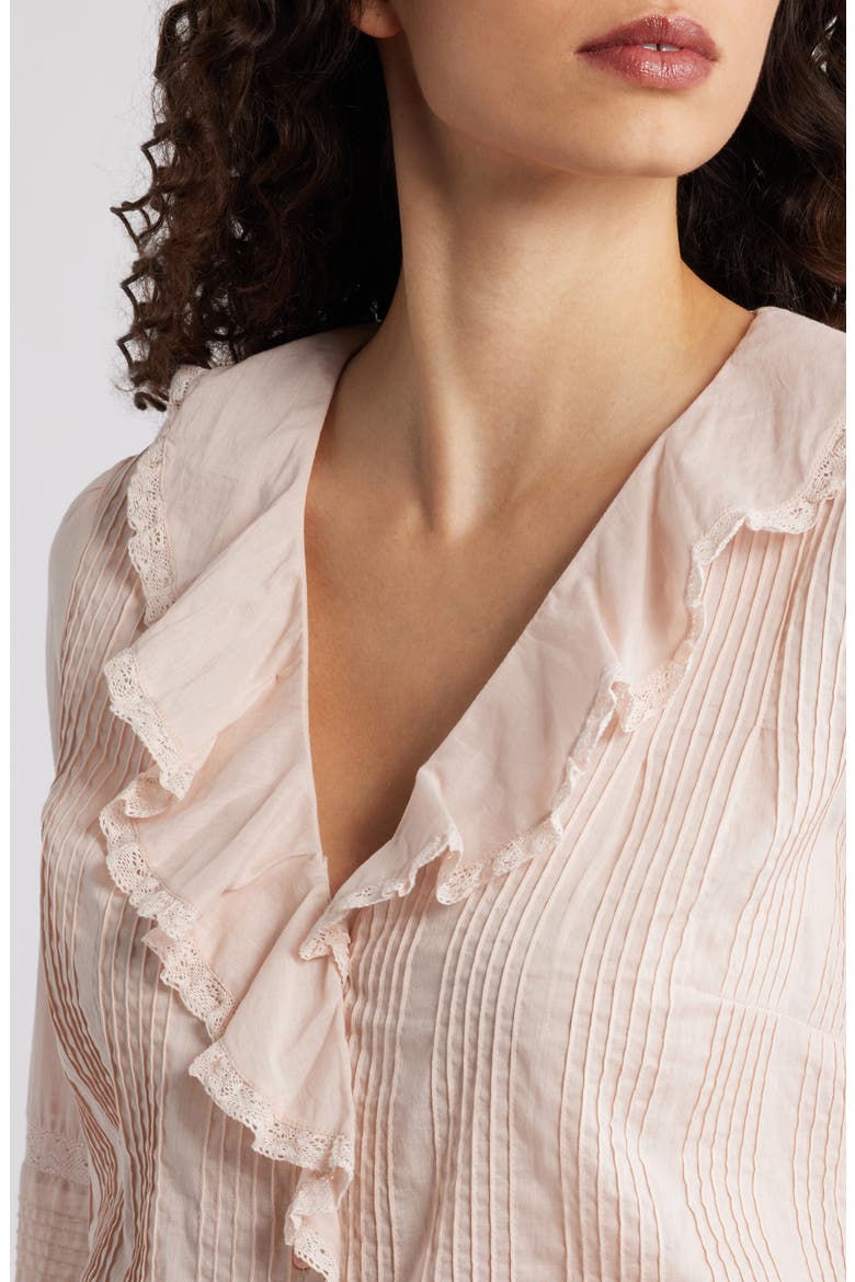 Huguette Pintuck Ruffle Top, Alternate, color, BLUSH