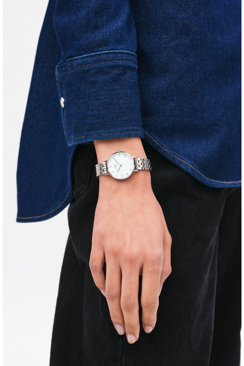 Petite Bracelet Watch, 28mm, Alternate, color, SILVER