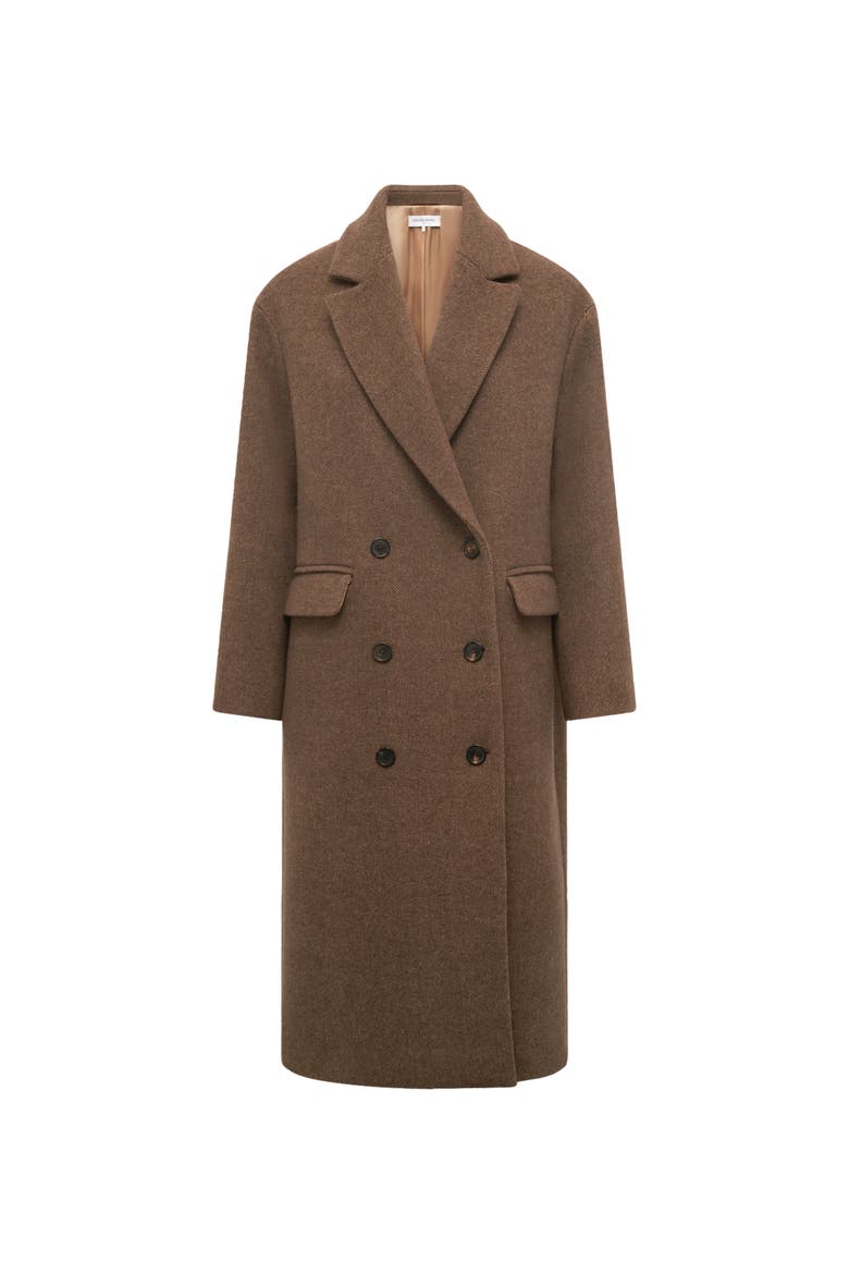 Mady Double-Breasted Midi Length Coat, Alternate, color, Brown