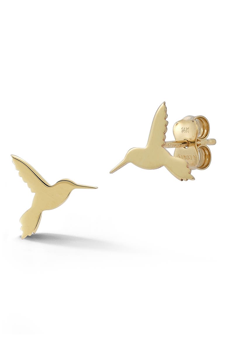 Hummingbird Stud Earrings, Main, color, GOLD